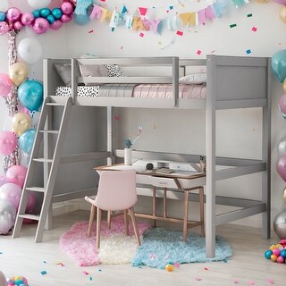 Twin Size Loft Bed With Ladder and Solid Construction for Home