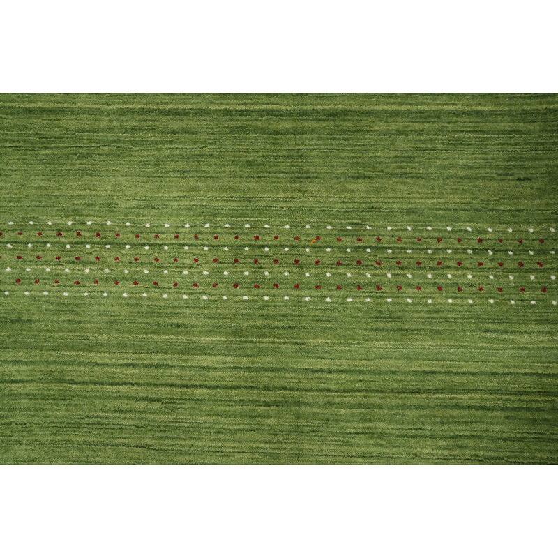 Hand Knotted Oriental 100% Wool Carpet Tribal Animal Pictorial Green Gabbeh Area Rug - 9' 0'' X 5' 10''
