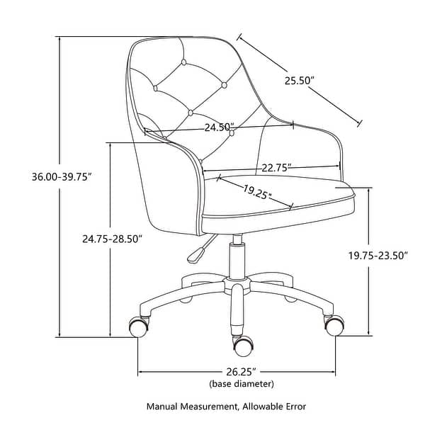 dimension image slide 0 of 2, Glitzhome 40"H Velvet Gaslift Adjustable Swivel Office Chair