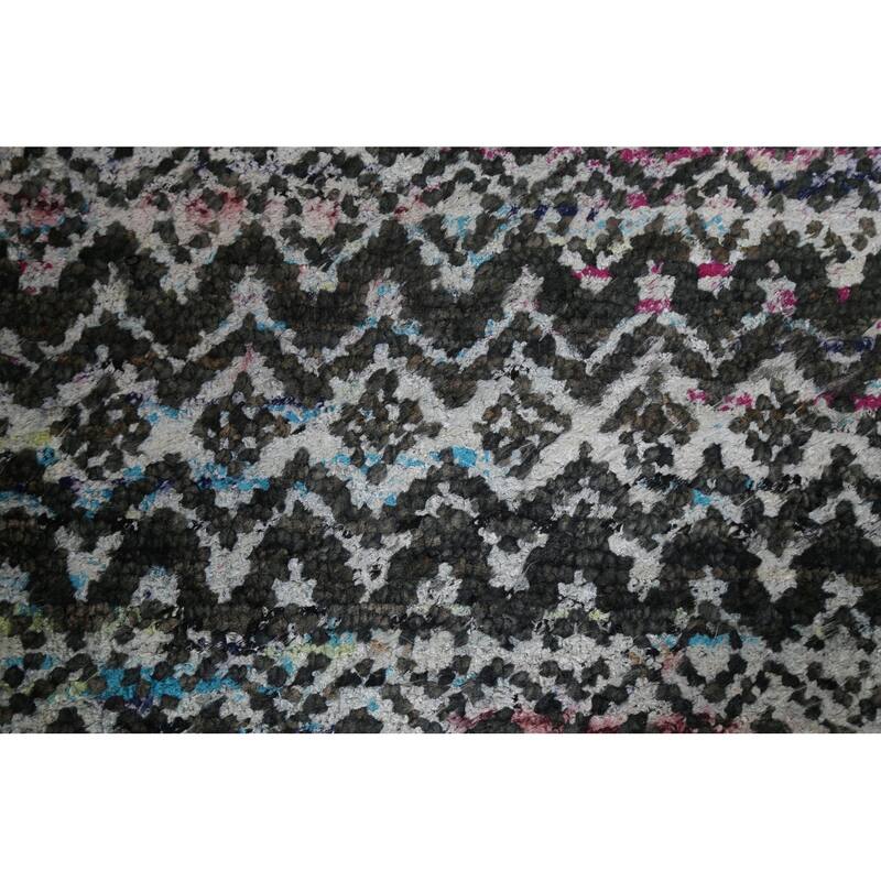 Chevron Abstract Jute/ Wool Oriental Living Room Area Rug Hand-knotted - 8'7" x 11'4"