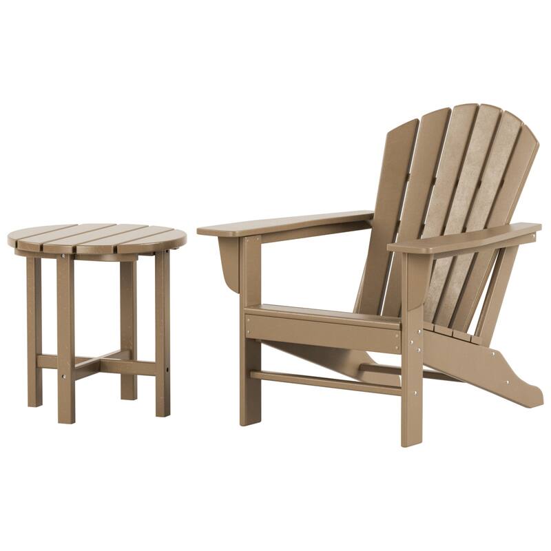 Altura Outdoor Eco-Friendly All Weather Adirondack Chair with Side Table (2-Piece Set)