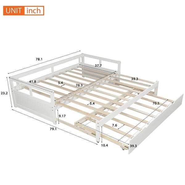 dimension image slide 1 of 3, Merax Twin/King Expandable Sleeper Daybed with trundle