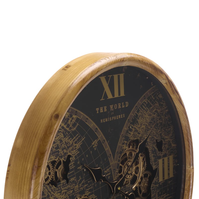SEI Furniture Clayton World Gear Wall Clock - 25"W x 3"D x 25"H