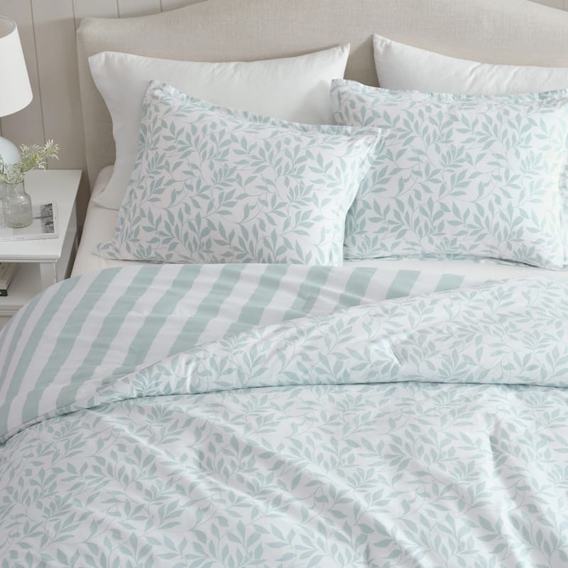 Martha Stewart Copper Vines Cotton Reversible Blue Comforter Set