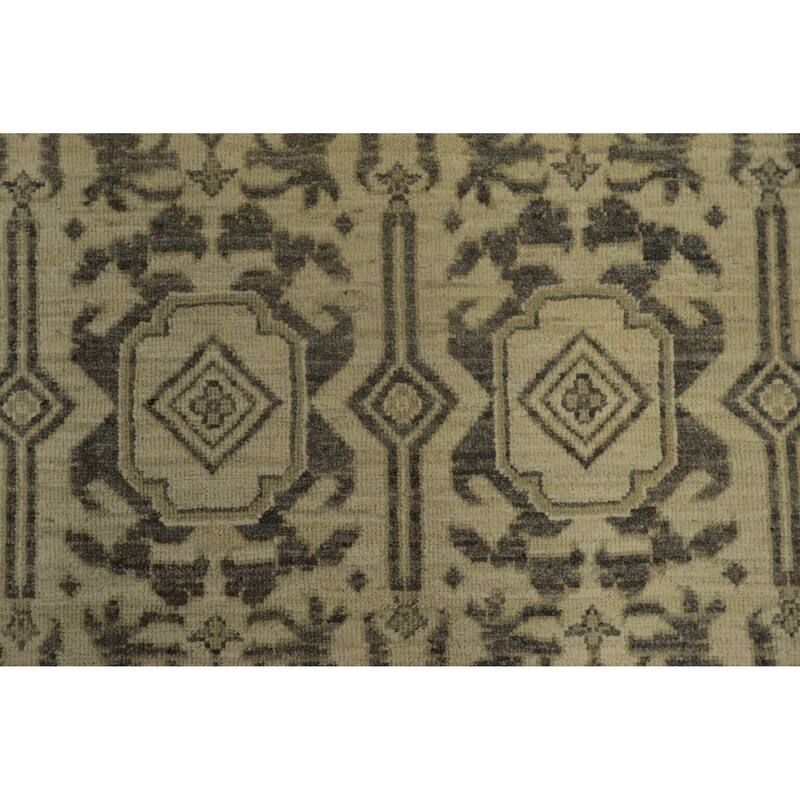 Hand Knotted Oriental 100% Wool Carpet Traditional Geometric Beige & Ivories Peshawar Area Rug - 10' 0'' X 8' 1''