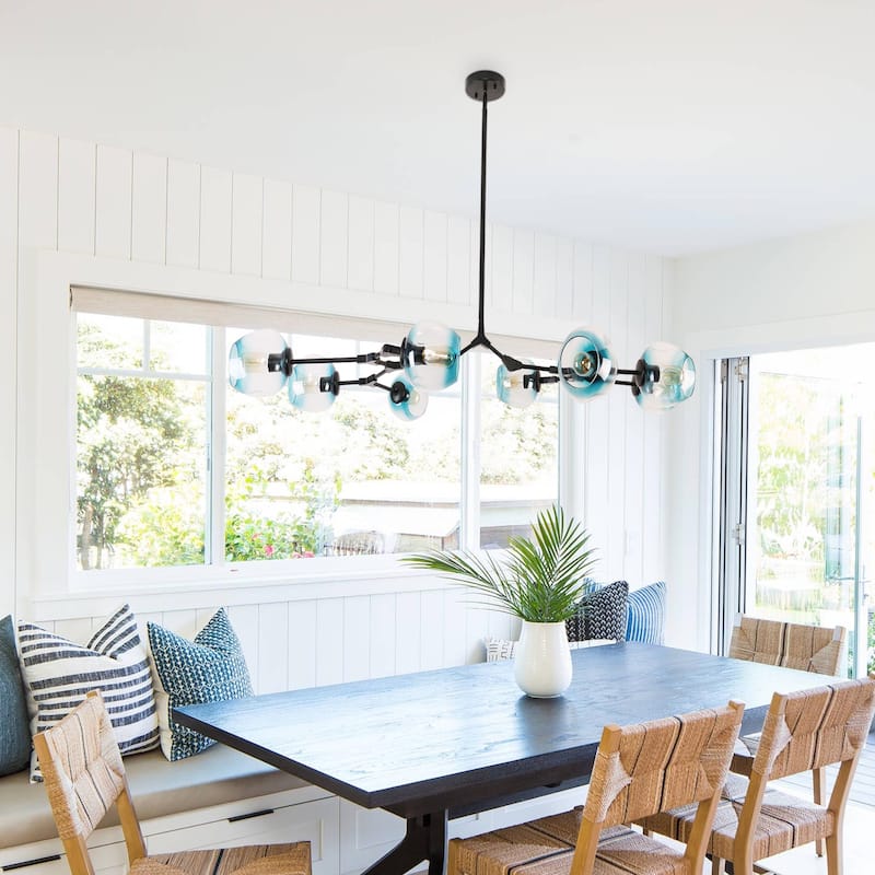 Oaks Aura Mid Century Modern Ceiling Light Black 8 Light Adjustable Sputnik Chandelier