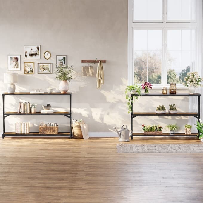 43'' Small Console Table, 3-Tier Entryway Table with Storage Shelves