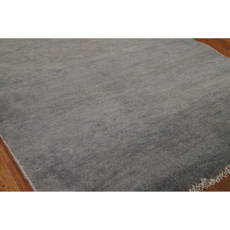 Gray Modern Gabbeh Oriental Runner Rug Handmade Wool Carpet - 3'4"x 6'6"