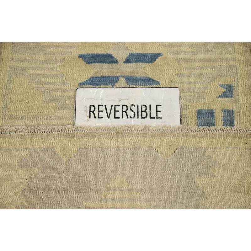 Hand Woven Oriental 100% Wool Carpet Southwestern Tribal Greys & Charcoal Kilim Runner Rug - 6' 0'' X 2' 1''