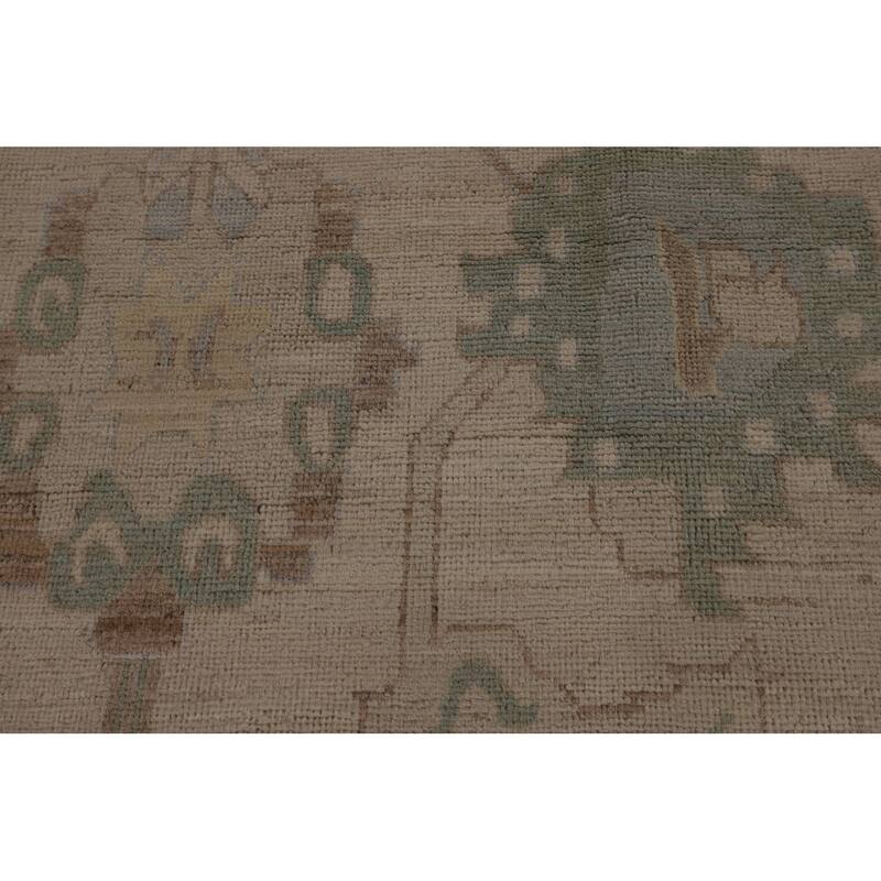 Vegetable Dye Oushak Turkish Rug Handmade Floral Wool Carpet - 9'4"x 12'5"