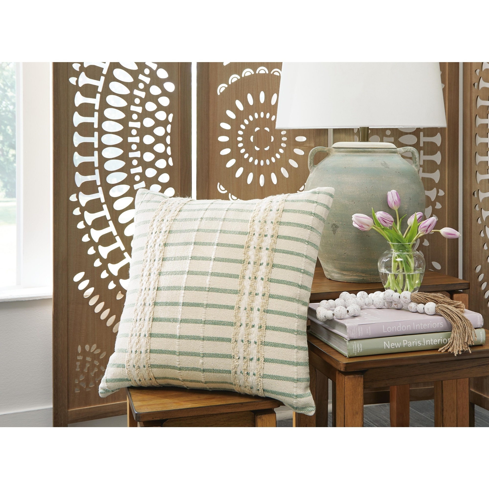 Signature Design by Ashley Rowton Green/Beige Pillow (Set of 4)