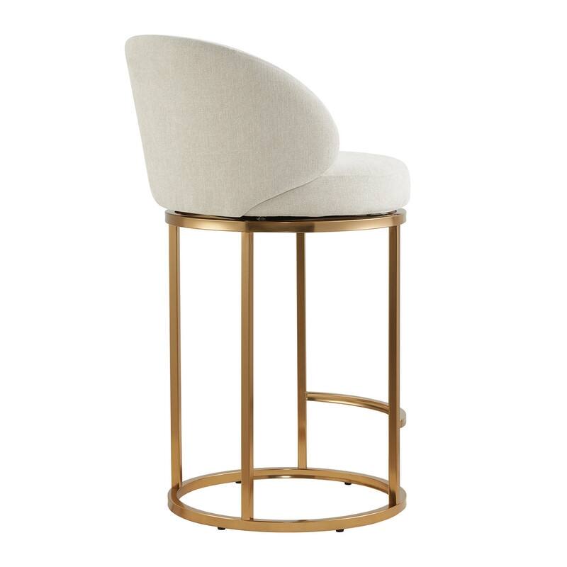 Spruce & Spring Chloe Upholstered Swivel Counter Bar Stool with Metal Frame and Arched Back