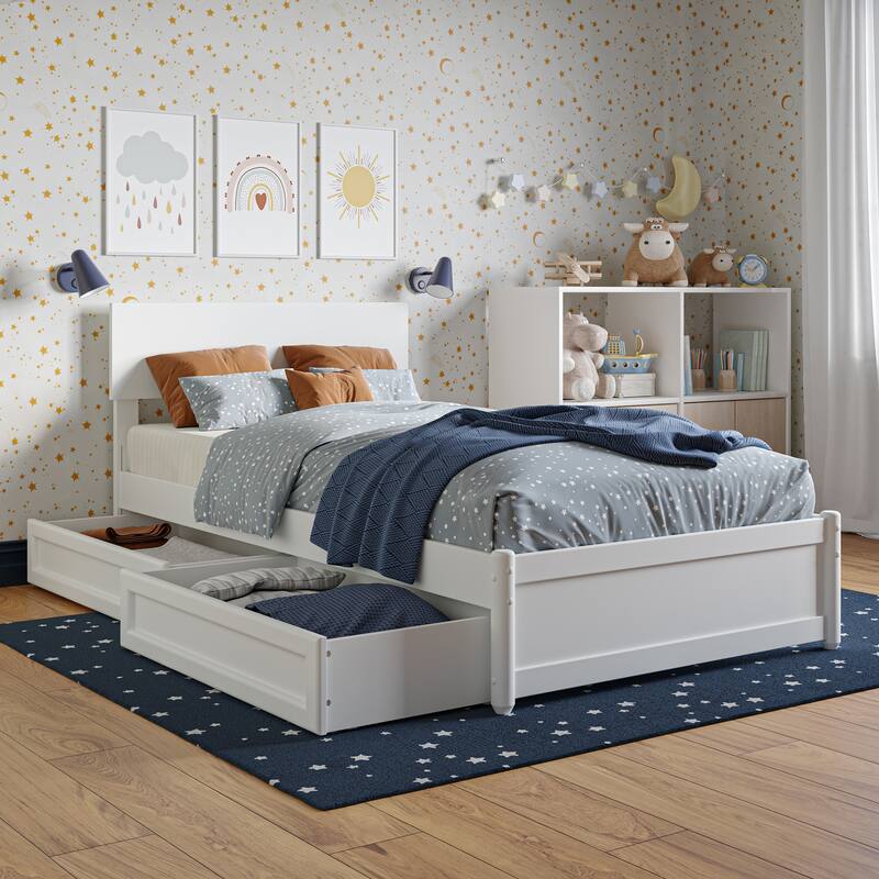 Wesley Platform Bed with Panel Footboard and Storage Drawers