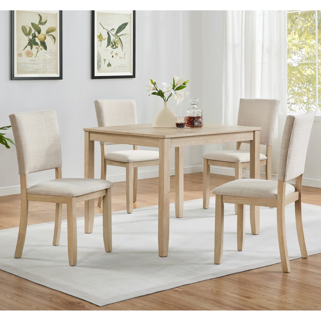 Modern 4 Person Dining Table Set with 4 Chairs, 5-piece Wooden Dining Table Set for Kitchen and Dining Room