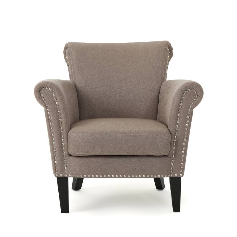 Roomfitters Upholstered Club Chair with Rolled Arms, Nailhead Trim and Cushioned Seat, Stylish Accent Armchair
