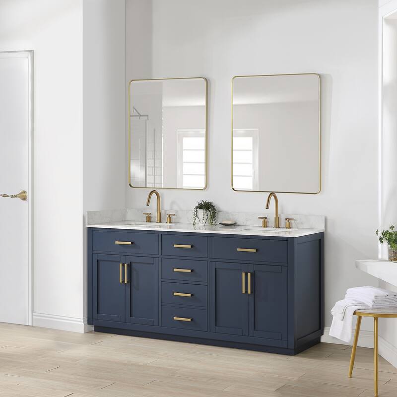 Altair Gavino Bath Vanity with Grain White Composite Stone Top and Mirror