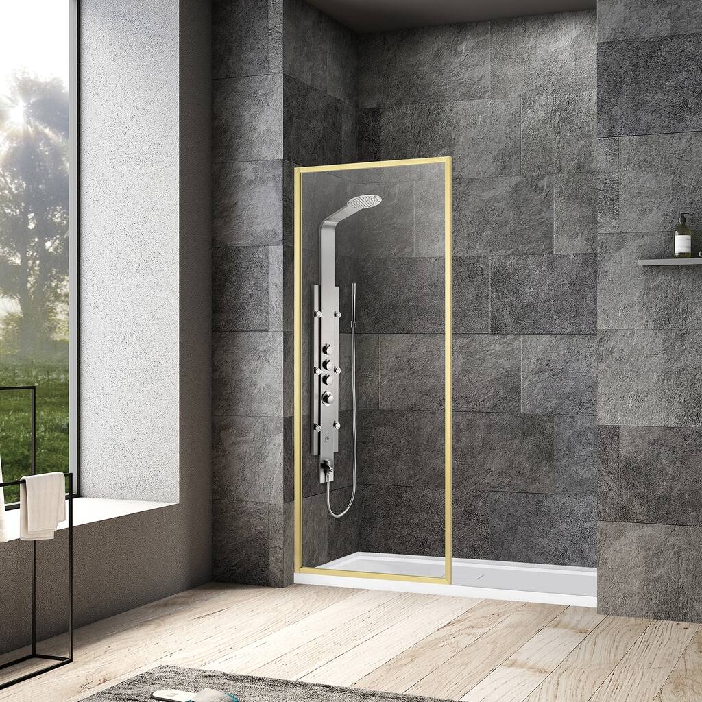 Arcos 34" W x 74" H Framed Fixed Glass Panel