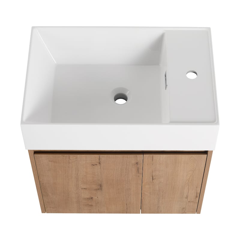 24 Inch Bathroom Cabinet With Sink,Soft Close Doors,Float Mounting Design, For Small Bathroom