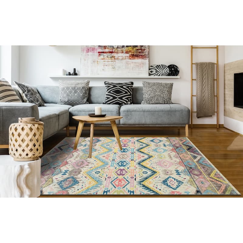 Noori Rug Sapphire Gearldine Distressed Boho Pattern Area Rug