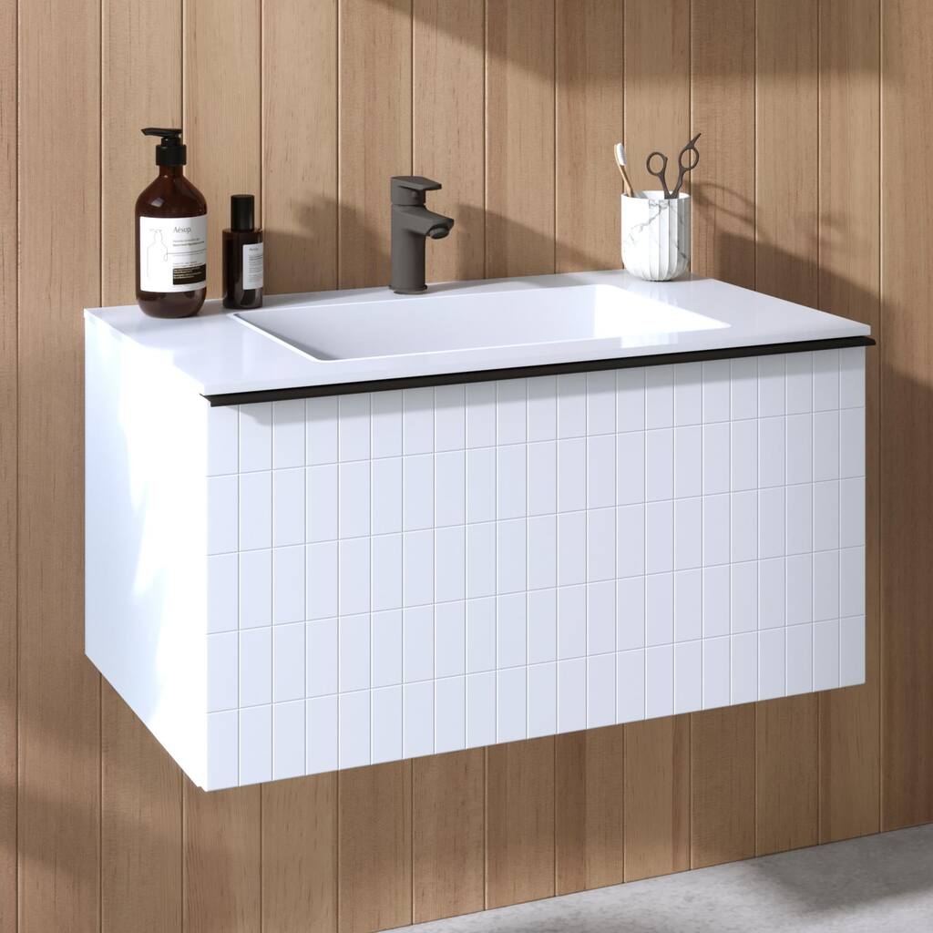 Margi 32" Wall-Mount Bathroom Vanity & Basin Set - Grid