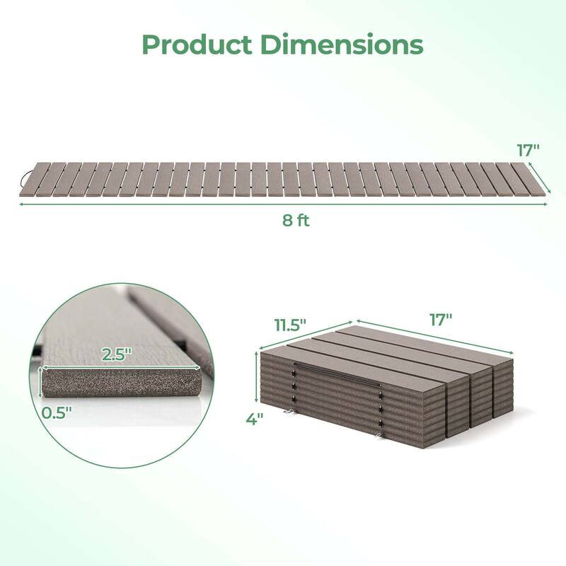 Costway 8 FT Outdoor Pathway with HDPE Frame Non-slip Surface Metal - See Details