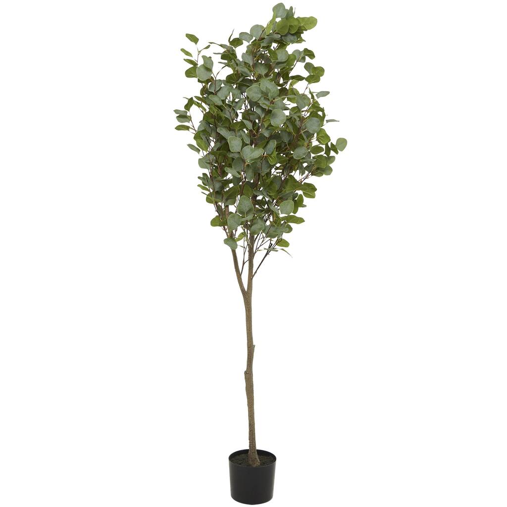Faux Foliage Eucalyptus Artificial Tree with Realistic Leaves and Black Pot - Green - Roche River Decor