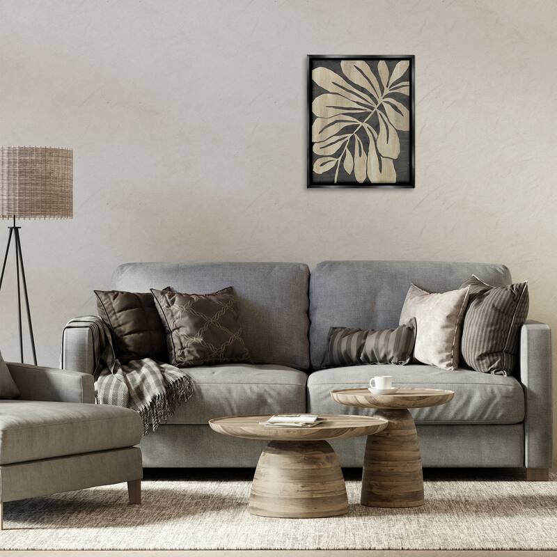 Stupell Natural Leaf Impression Framed Floater Canvas Wall Art Design By June Erica Vess