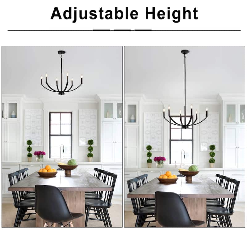 Modern Farmhouse 6-Light Candle Chandelier, Classic Chandelier for Dining Room Living Room Bedroom Kitchen - 6