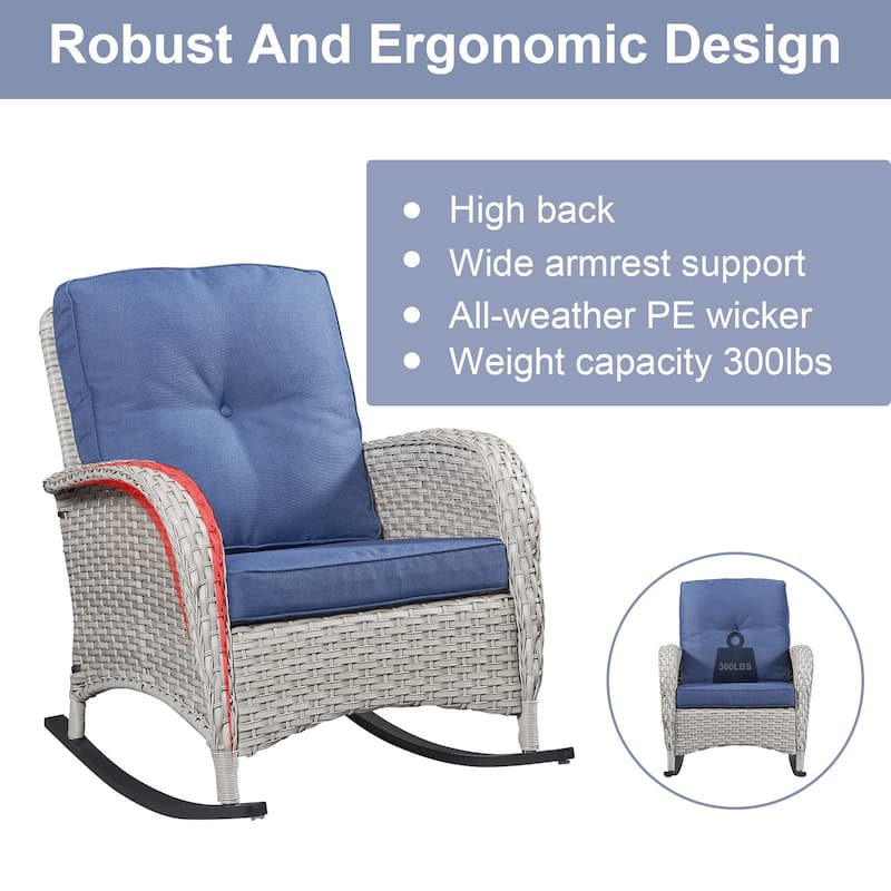 High Back Rocking Chair Outdoor with Cushion