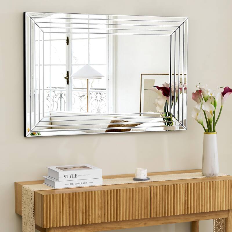 Modern Wall Mirror Silver Rectangular Mirror