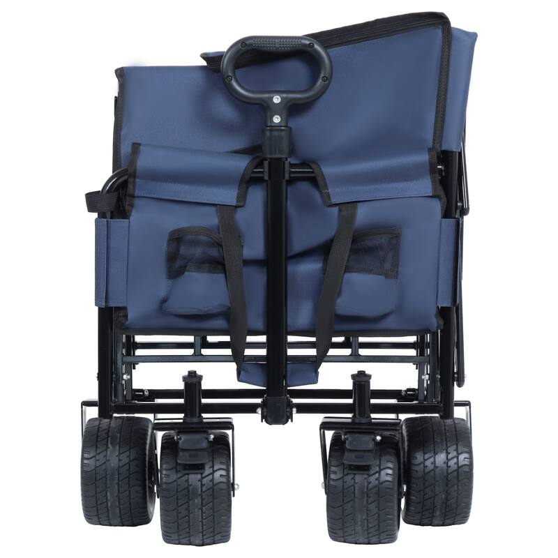 3-in-1 Heavy-Duty Folding Wagon Cart with Bench & All-Terrain Wheels