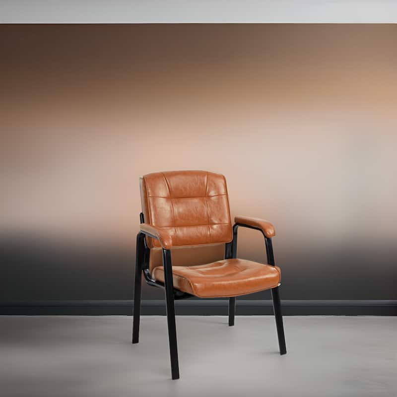 Heavy Duty Executive Chair with Padded Arm Rest - Leather Guest Chairs