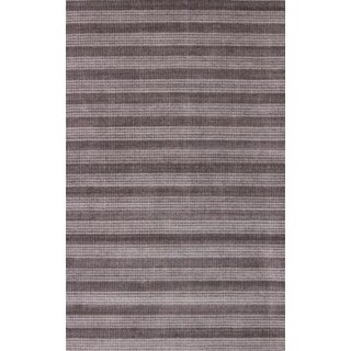 9' X 12' Rust And White Striped Hand Loomed Area Rug - 3'6