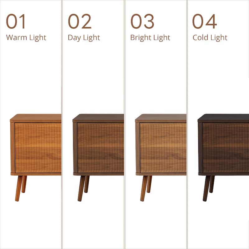 70" Fluted Modern TV Stand for 80" TVs, Entertainment Center with Soft-Close Drawers, Solid Wood Legs