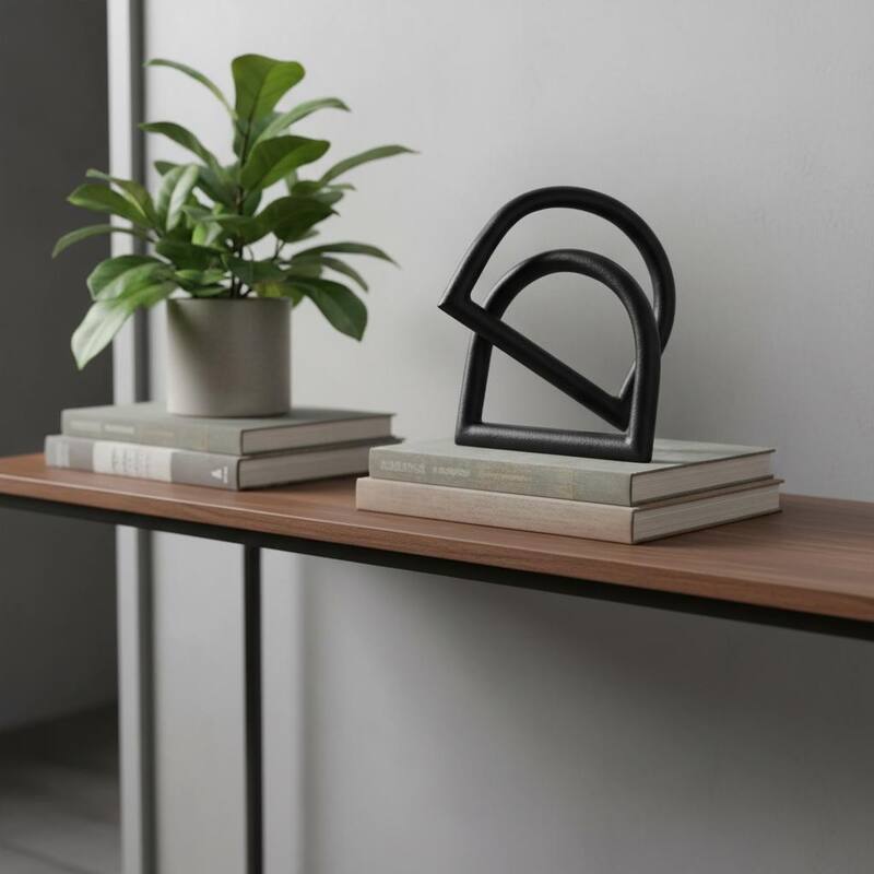 HomeRoots 6" Black Iron Modern Abstract Tabletop Sculpture - 5.91 in. x 6.10 in. x 5.91 in. - Black - 5.91 in. x 6.10 in.  x 5.91 in.