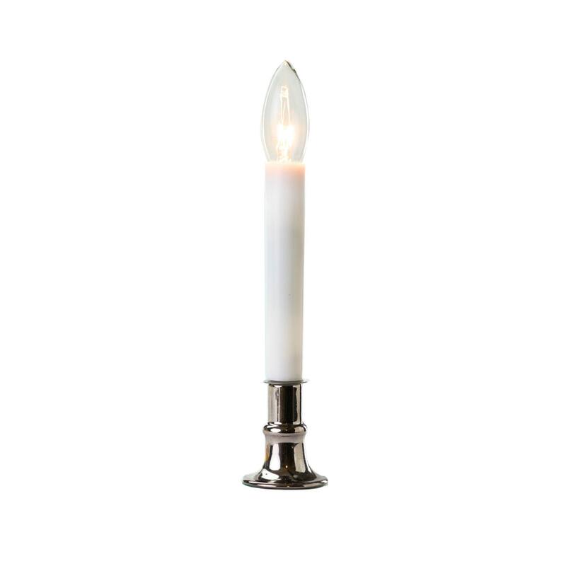 LED Lighted Window Candles with Sensor - 9" - White and Pewter - Set of 4