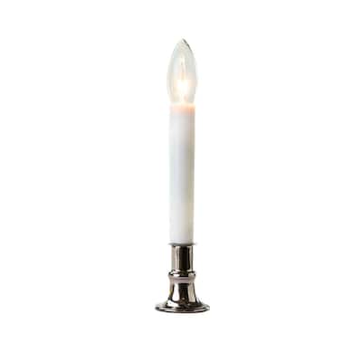 LED Lighted Window Candles with Sensor - 9" - White and Pewter - Set of 4