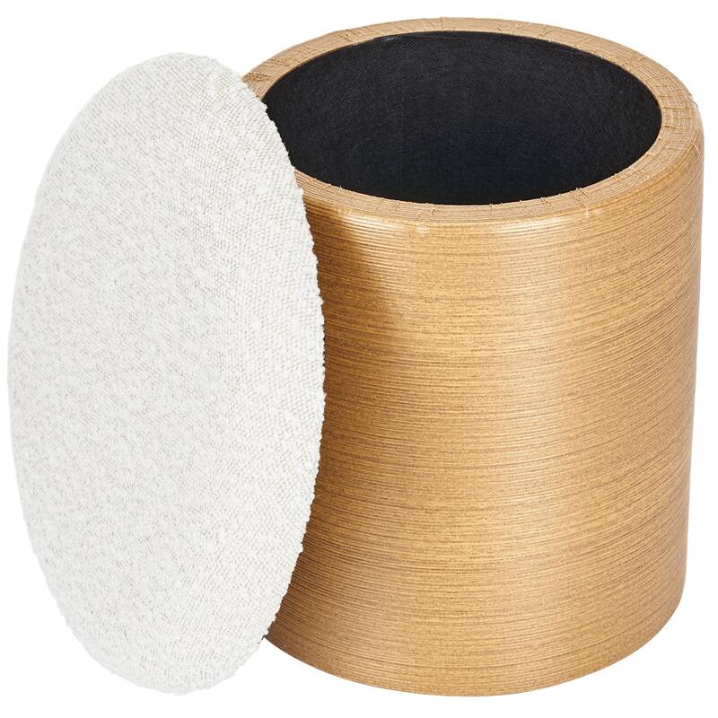 Boucle Round Storage Ottoman Foot Stool Small Ottoman for Living Room