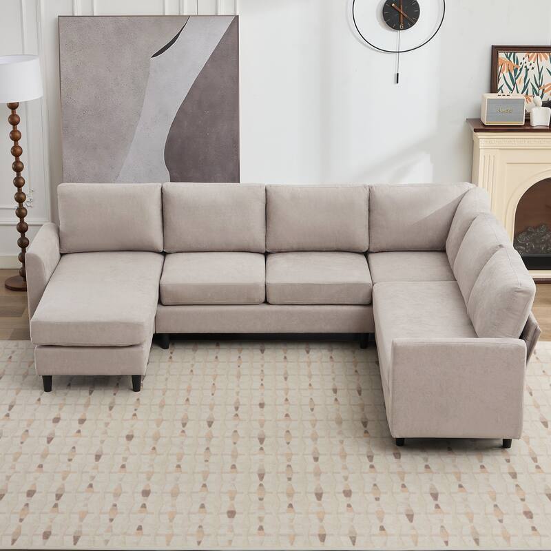 Snow Velvet Sectional Sofa