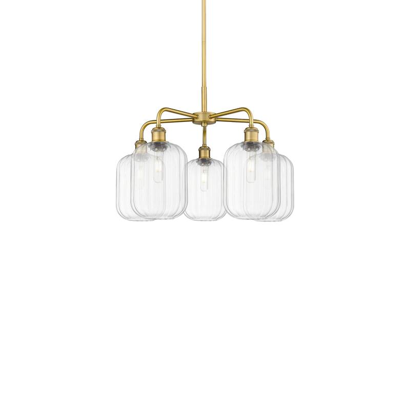 Innovations Lighting 516-5CR-18-26 Preston Chandelier Preston 5 Light - Brushed Brass / Clear