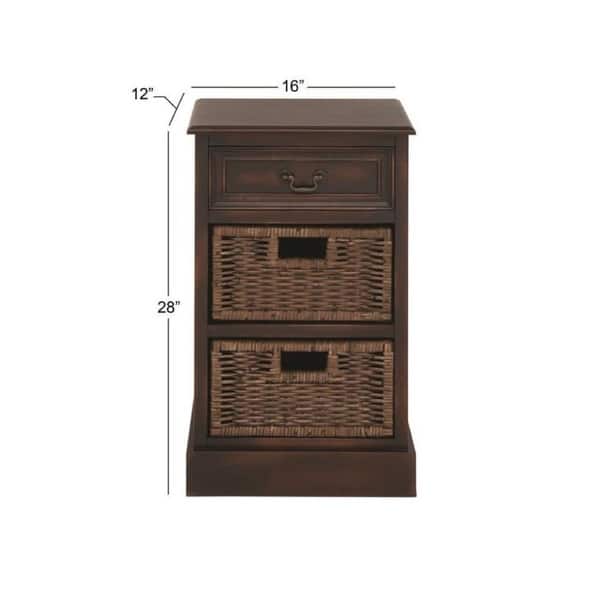 Portman Distressed Brown 3drawer Storage Nightstand with Baskets On Sale Bed Bath & Beyond