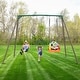 preview thumbnail 15 of 16, 9.5' Heavy Duty Metal Swing set for Backyard with Platform Swing, Belt Swing, and Trapeze Bar