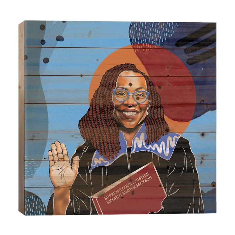 Supreme Court Justice Ketanji Brown Jackson Print On Wood by Domonique Brown - Multi-Color - 26x26x1.5