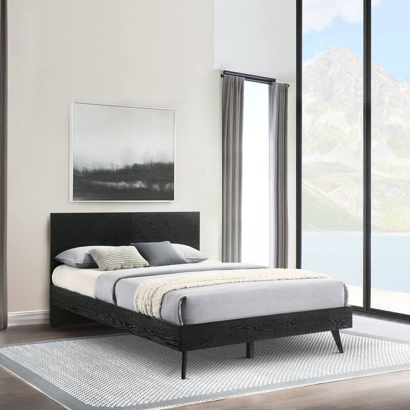 Modern Wood Platform Bed Frame - Black Finish Bed - Low Profile Bed - Bedroom Furniture