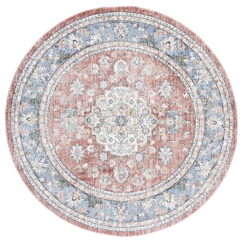 SAFAVIEH Jasmine Lyndia Vintage Rug - 5'3" Round - Rust/Blue