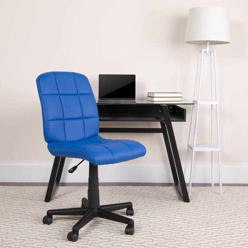 Mid-Back Quilted Vinyl Swivel Task Office Chair - Blue