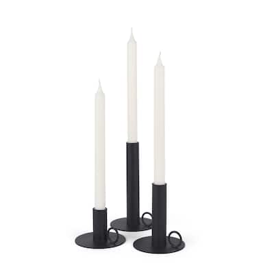 Noir Matte Black Metal Candle Holders (Set of 3) - 3.9L x 3.9W x 7.1H