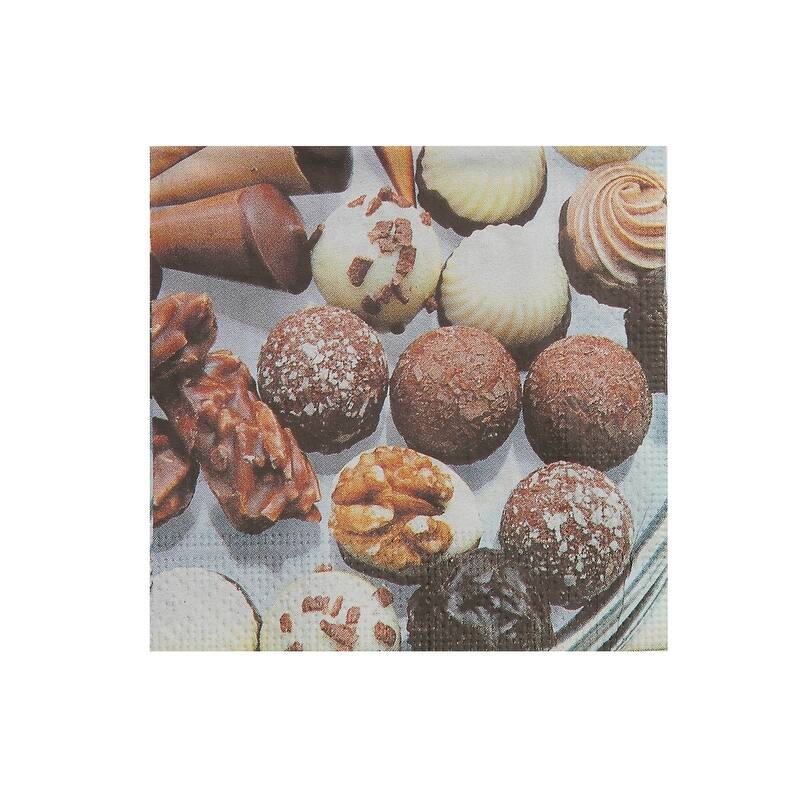 20 Pack 3 Ply Cocktail Napkin (chocolate Truffles) - Set Of 6