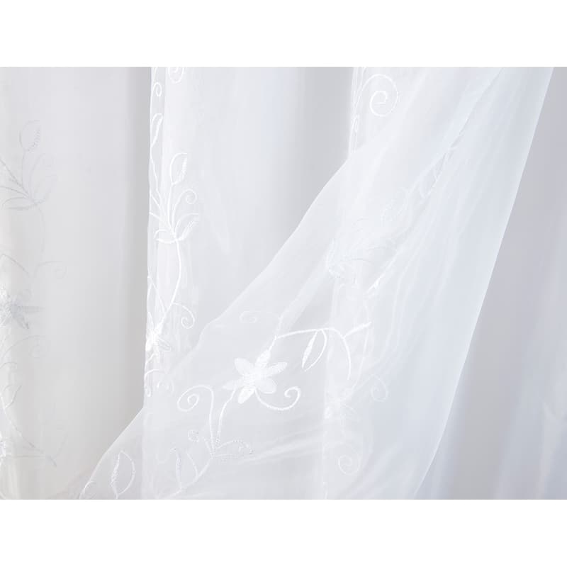 Priscilla Embroidered Window Curtain with Double Valance 90"