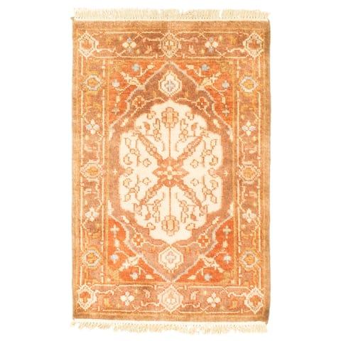 ECARPETGALLERY Hand-knotted Finest Agra Jaipur Dark Brown Wool Rug - 2'0 x 3'0